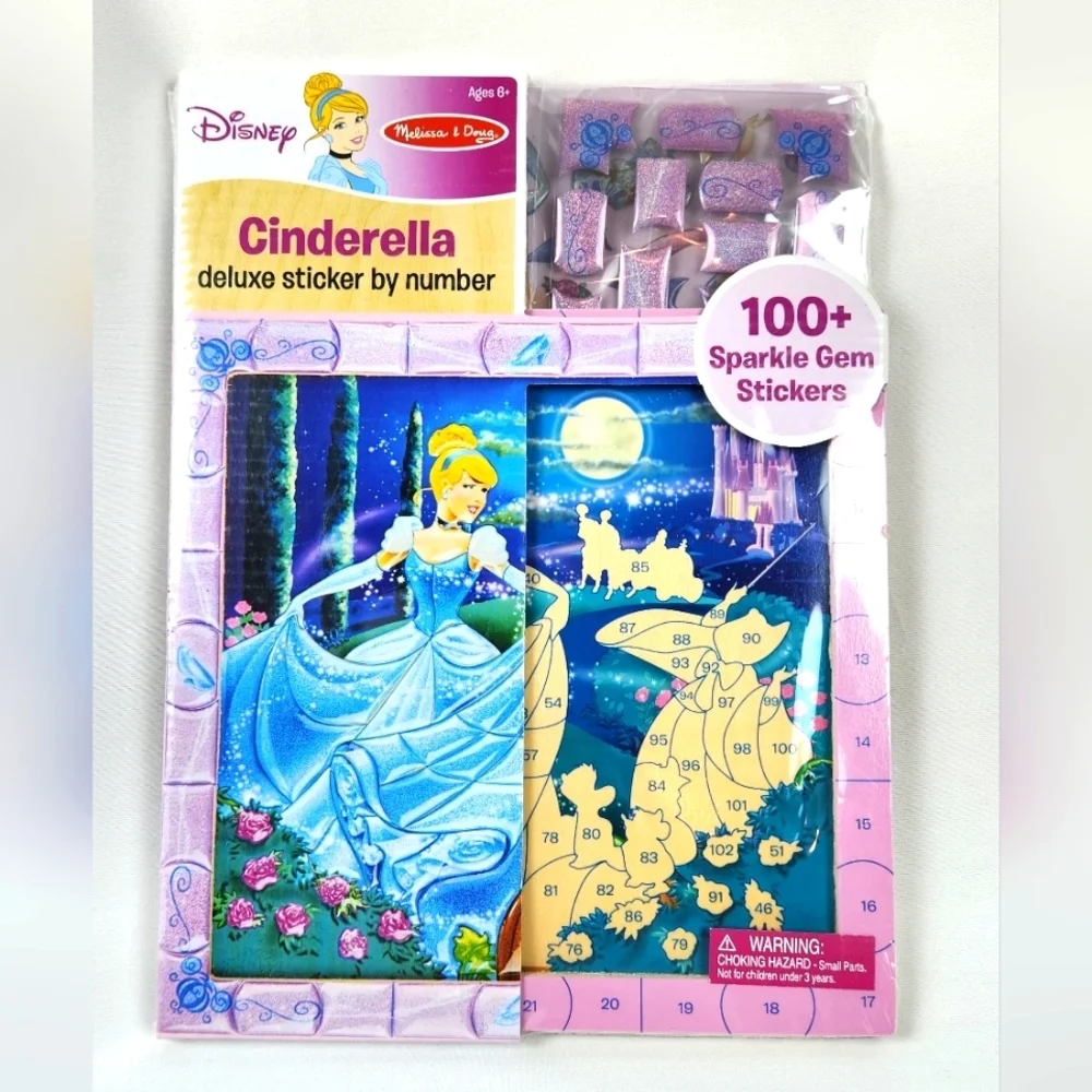 Lot Disney Cinderella/Minnie By Number 100+ Sparkle Gem Stickers Sealed New